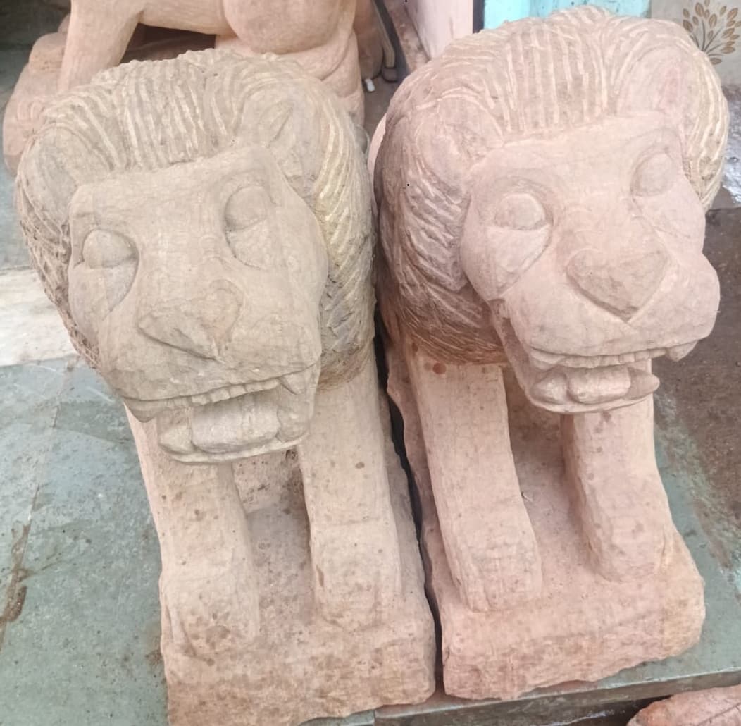 Handcrafted Stone Lion Sculpture