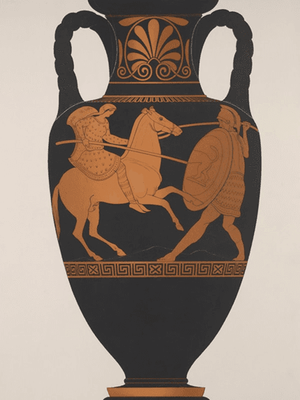 Greek Vase — Warriors & Horse